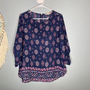 Pink Rose Aztec Top Size M